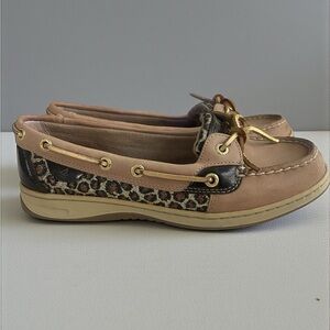 Sperry Top-Sider Angelfish Leopard Boat Shoes Women’s 8M Preppy Nautical